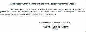 Publicação de processo licitatório para escolha de banca Publicação de processo licitatório para escolha de banca