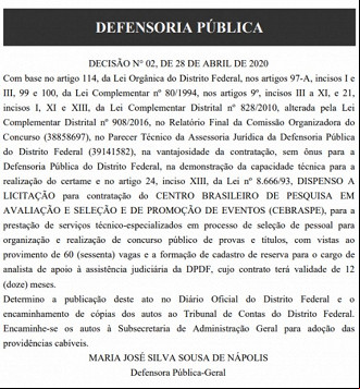 Publicação de escolha do Cebraspe Publicação de escolha do Cebraspe