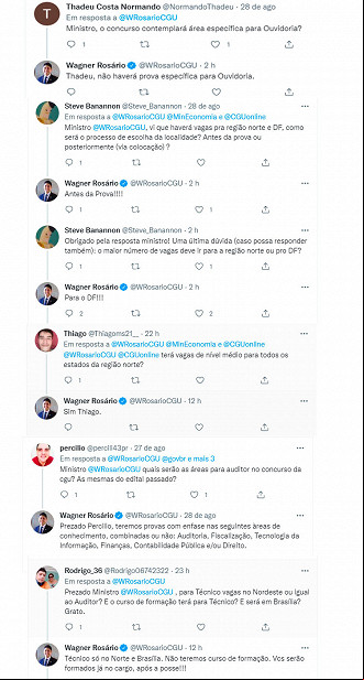 Ministro da CGU tira dúvidas dos candidatos para o próximo concurso - Fonte: Twitter