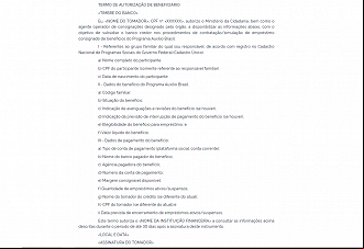 BeneficiÃ¡rio terÃ¡ que preencher termo de autorizaÃ§Ã£o e questionÃ¡rio para solicitar o consignado.