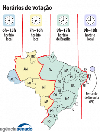 Horário de votação no domingo (2) será unificado em todo o país. Imagem: Agência Senado. Horário de votação no domingo (2) será unificado em todo o país. Imagem: Agência Senado.