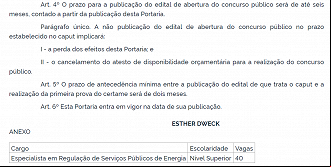 Concurso da ANEEL é autorizado em 2023 com provimento de 40 vagas para Especialista - Reprodução/DOU (19/07/2023) Concurso da ANEEL é autorizado em 2023 com provimento de 40 vagas para Especialista - Reprodução/DOU (19/07/2023)