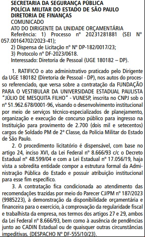 Créditos: Divulgação/Diário Oficial de SP Créditos: Divulgação/Diário Oficial de SP