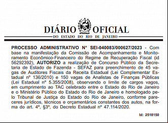 Concurso SEFAZ RJ deve ofertar até 195 vagas entre os cargos de auditor e analista - Créditos: Reprodução/Ache Concursos. Concurso SEFAZ RJ deve ofertar até 195 vagas entre os cargos de auditor e analista - Créditos: Reprodução/Ache Concursos.