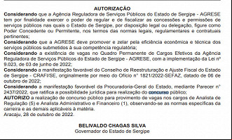 Concurso AGRESE-SE autorizado desde 2022 Concurso AGRESE-SE autorizado desde 2022