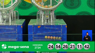 Números sorteados na Mega-Sena 2724. Créditos: Reprodução Números sorteados na Mega-Sena 2724. Créditos: Reprodução