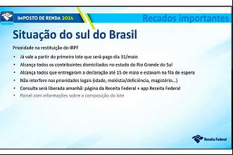 Primeiro Lote de restituição do imposto de renda cai dia 31 de maio de 2024