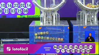 Números sorteados na Lotofácil 3224. Créditos: Reprodução Números sorteados na Lotofácil 3224. Créditos: Reprodução