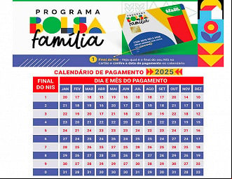 Bolsa Família tem calendário 2025 divulgado - Fonte: Ministério do Desenvolvimento Social Bolsa Família tem calendário 2025 divulgado - Fonte: Ministério do Desenvolvimento Social